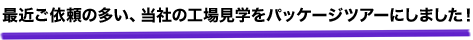 最近ご依頼の多い、当社の工場見学をパッケージツアーにしました！